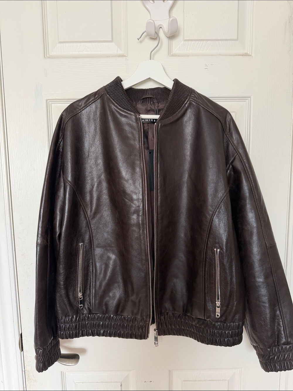 Danier Dark Brown Leather Bomber Jacket